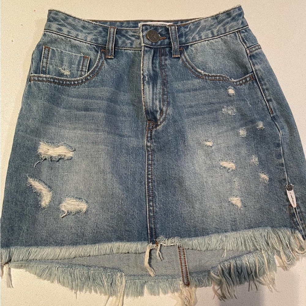 One Teaspoon Distressed 2020 mini Denim Skirt